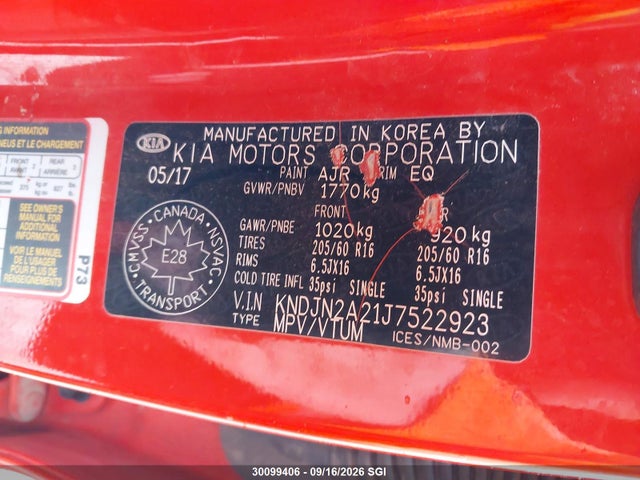2018 Kia Soul მანქანა იყიდება აუქციონზე, vin: KNDJN2A21J7522923, აუქციონის ნომერი: 30099406