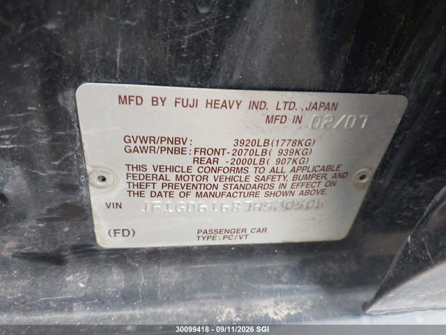 30099418 :رقم المزاد ، JF1GD61687H520506 vin ، 2007 Subaru Impreza 2.5i مزاد بيع