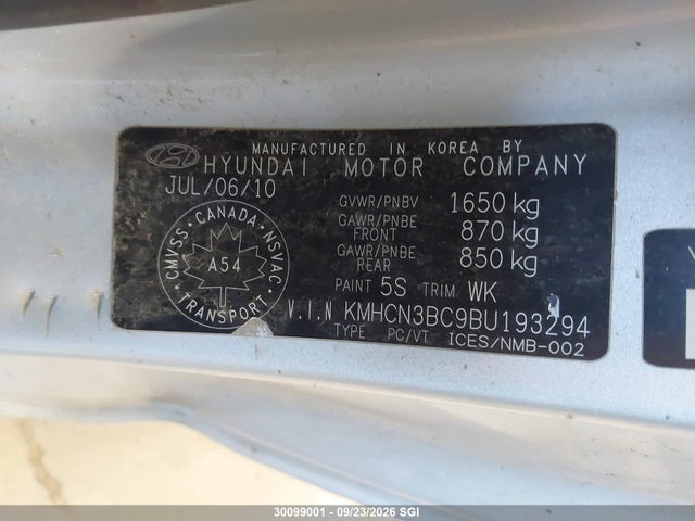 2011 Hyundai Accent Se მანქანა იყიდება აუქციონზე, vin: KMHCN3BC9BU193294, აუქციონის ნომერი: 30099001