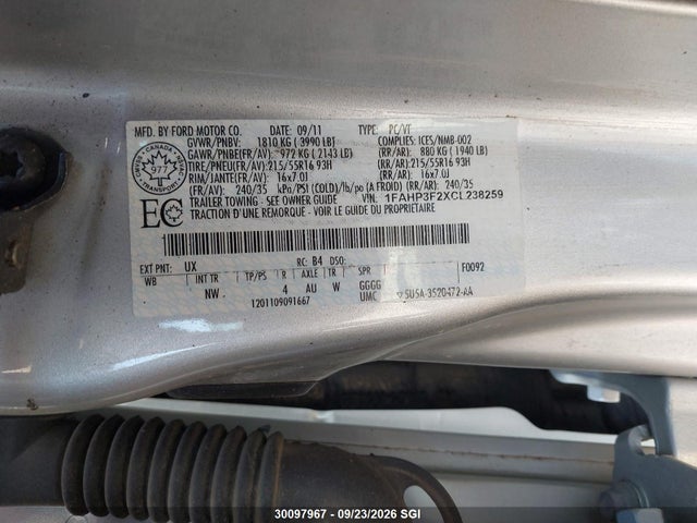 Aukcja sprzedaży 2012 Ford Focus Se, vin: 1FAHP3F2XCL238259, numer aukcji: 30097967