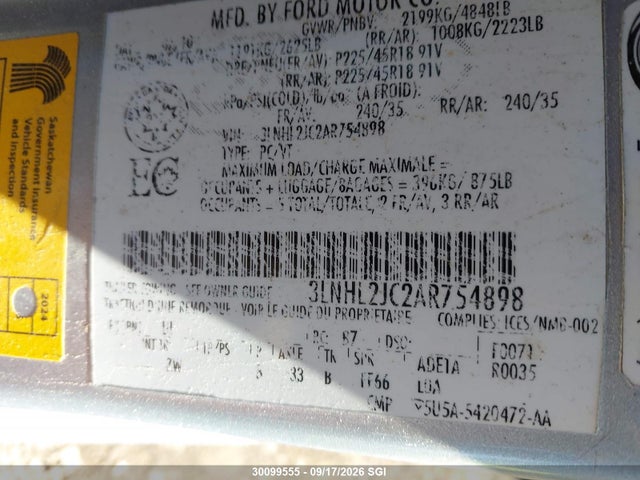 Продаж на аукціоні авто 2010 Lincoln Mkz, vin: 3LNHL2JC2AR754898, номер лоту: 30099555