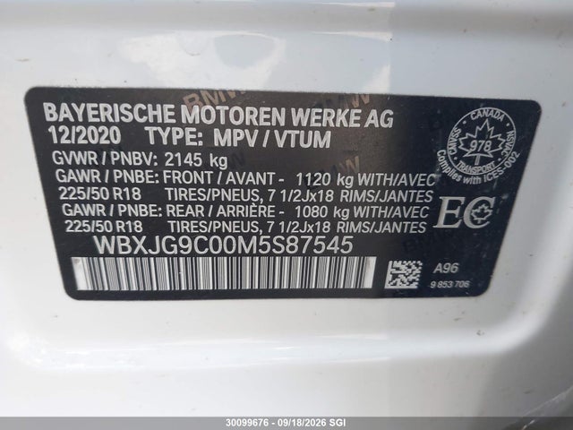 Aukcja sprzedaży 2021 Bmw X1 Xdrive28i, vin: WBXJG9C00M5S87545, numer aukcji: 30099676