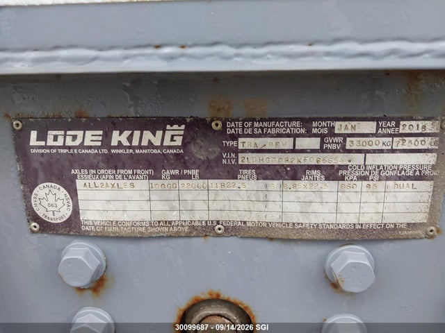 2LDHG3022KF065654 Lode King Industries Grain Bulker