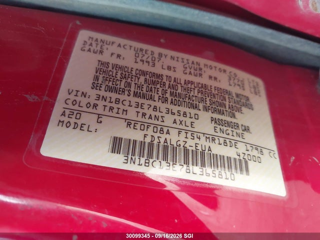 Продажа на аукционе авто 2008 Nissan Versa S/sl, vin: 3N1BC13E78L365810, номер лота: 30099345