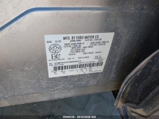 Ford EDGE SEL 2022 2FMPK4J97NBB08372 Image 9