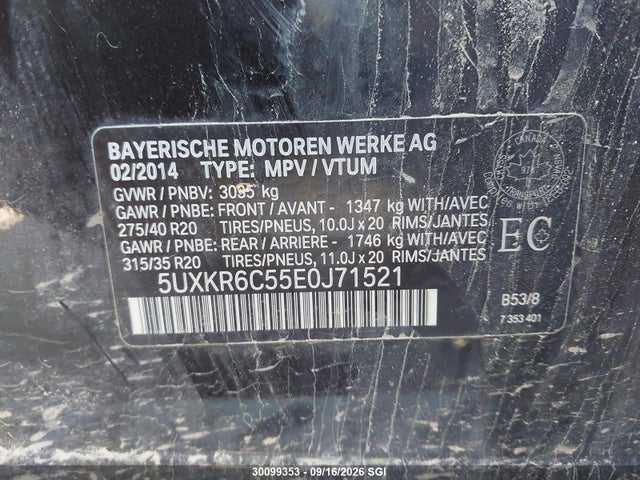 BMW X5 Xdrive50i 2014 5UXKR6C55E0J71521 Image 9