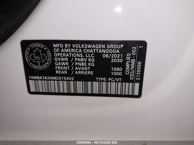 Volkswagen Passat Highline 2021 1VWBA7A34MC015402 Image 9
