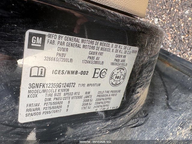 Aukcja sprzedaży 2009 Chevrolet Avalanche K1500 Ls, vin: 3GNFK12359G124072, numer aukcji: 30099794