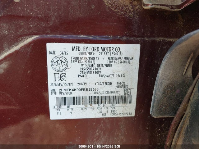 Ford Edge Titanium 2015 2FMTK4K90FBB29563 Image 9