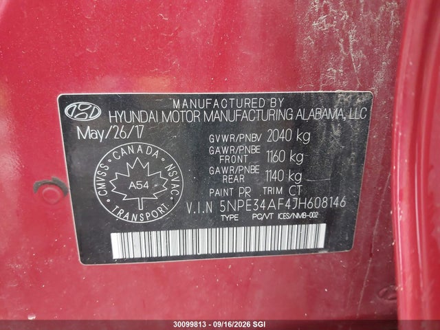 Продажа на аукционе авто 2018 Hyundai Sonata Sport/limited/sel, vin: 5NPE34AF4JH608146, номер лота: 30099813