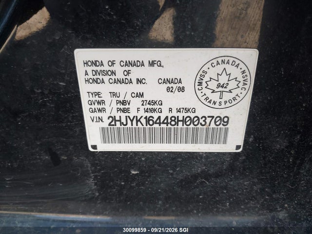 Продаж на аукціоні авто 2008 Honda Ridgeline Rts, vin: 2HJYK16448H003709, номер лоту: 30099859