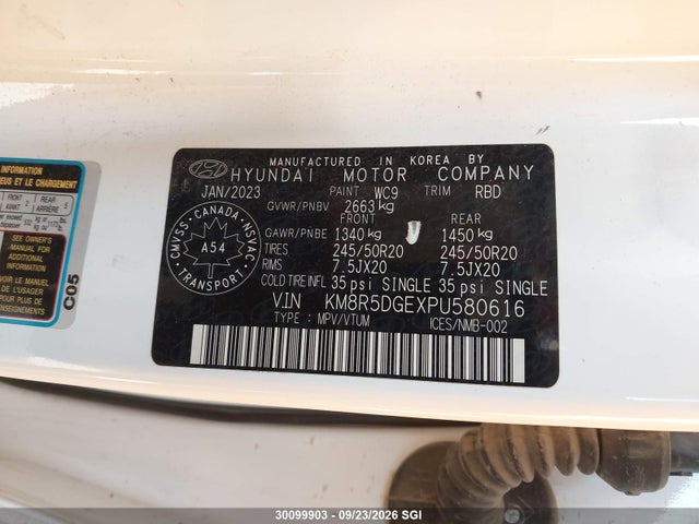 Продаж на аукціоні авто 2023 Hyundai Palisade Limited, vin: KM8R5DGEXPU580616, номер лоту: 30099903