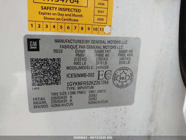 Aukcja sprzedaży 2019 Cadillac Xt5 Premium Luxury, vin: 1GYKNFRS2KZ267294, numer aukcji: 30099643