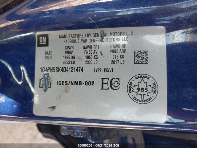 Auction sale of the 2013 Buick Verano, vin: 1G4PN5SK4D4121474, lot number: 30099256