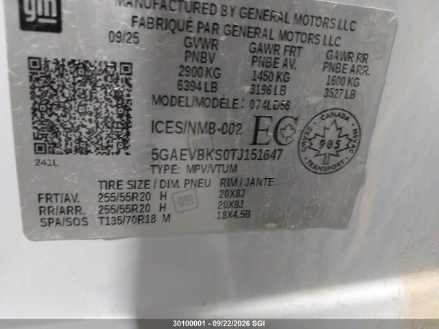Продажа на аукционе авто 2026 Buick Enclave Sport Touring Awd, vin: 5GAEVBKS0TJ151647, номер лота: 30100001