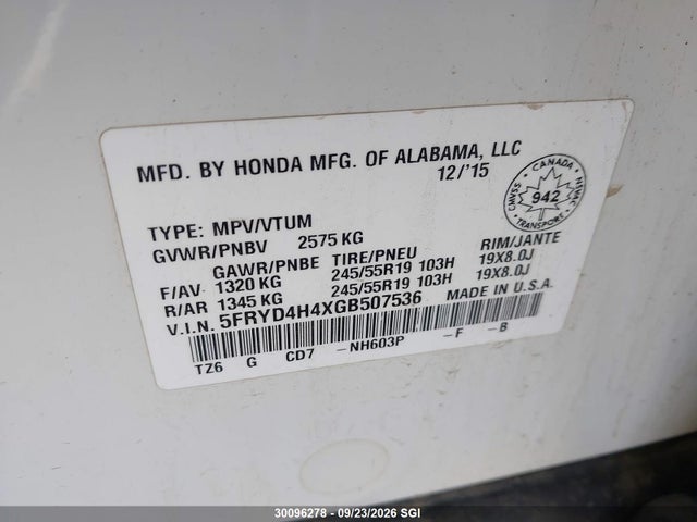 Продаж на аукціоні авто 2016 Acura Mdx Technology, vin: 5FRYD4H4XGB507536, номер лоту: 30096278