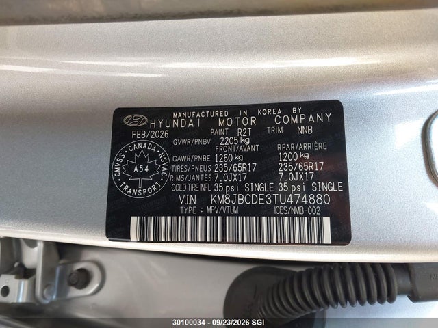 Hyundai TUCSON SEL 2026 KM8JBCDE3TU474880 Image 9