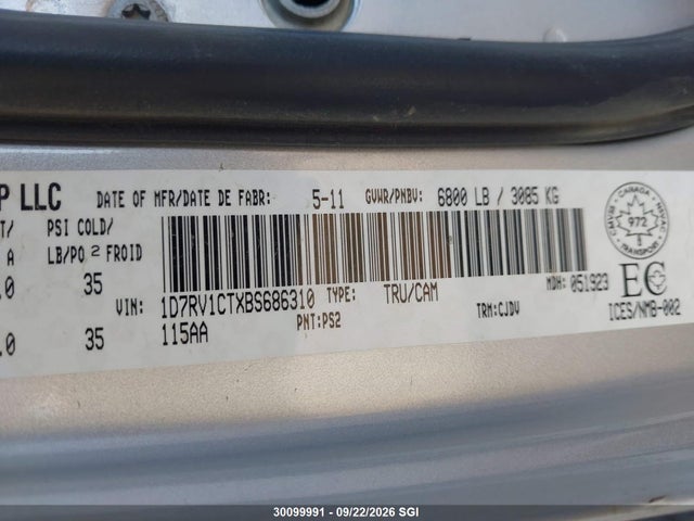 Продаж на аукціоні авто 2011 Dodge Ram 1500, vin: 1D7RV1CTXBS686310, номер лоту: 30099991
