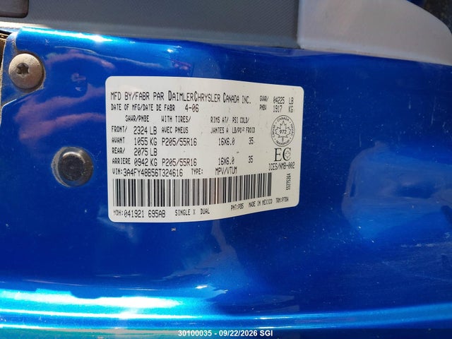 Продажа на аукционе авто 2006 Chrysler Pt Cruiser, vin: 3A4FY48B56T324616, номер лота: 30100035