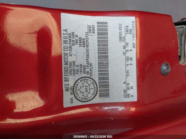 Продажа на аукционе авто 2001 Ford Focus Se/se Comfort, vin: 1FAFP36341W292751, номер лота: 30099905