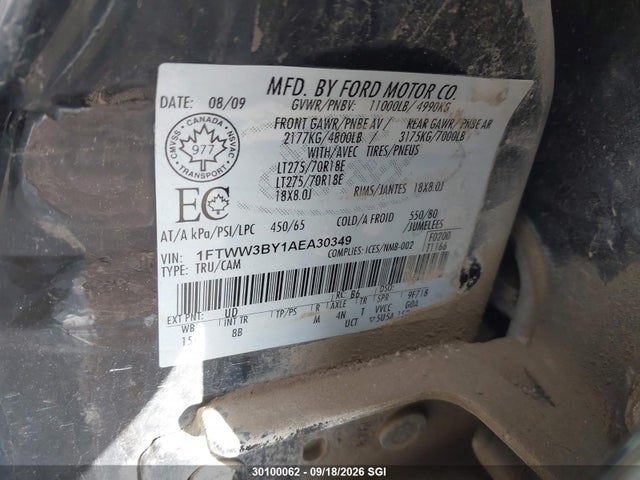 Aukcja sprzedaży 2010 Ford F350 Super Duty, vin: 1FTWW3BY1AEA30349, numer aukcji: 30100062