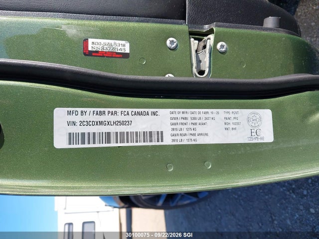 30100075 :رقم المزاد ، 2C3CDXMGXLH250237 vin ، 2020 Dodge Charger Gt مزاد بيع