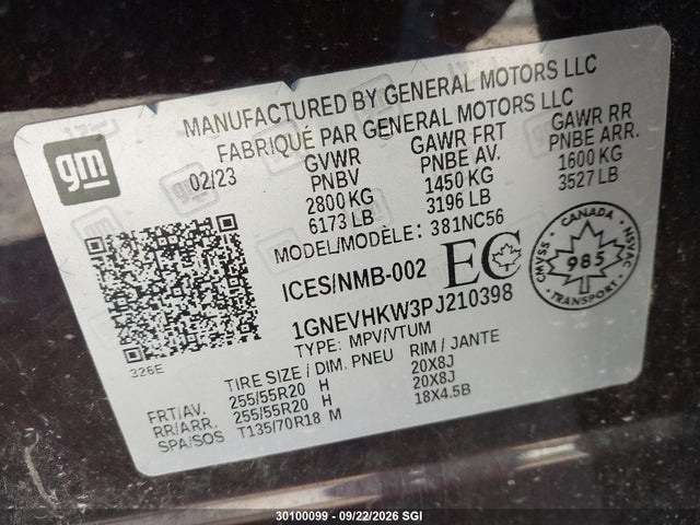 Chevrolet Traverse Lt 2023 1GNEVHKW3PJ210398 Image 9