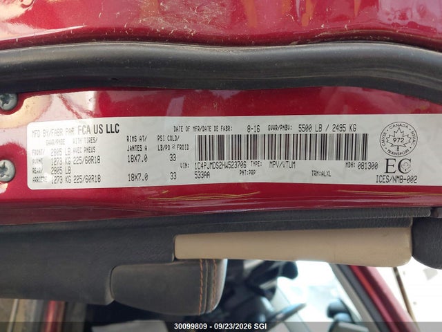 30099809 :رقم المزاد ، 1C4PJMDS2HW523706 vin ، 2017 Jeep Cherokee Limited مزاد بيع