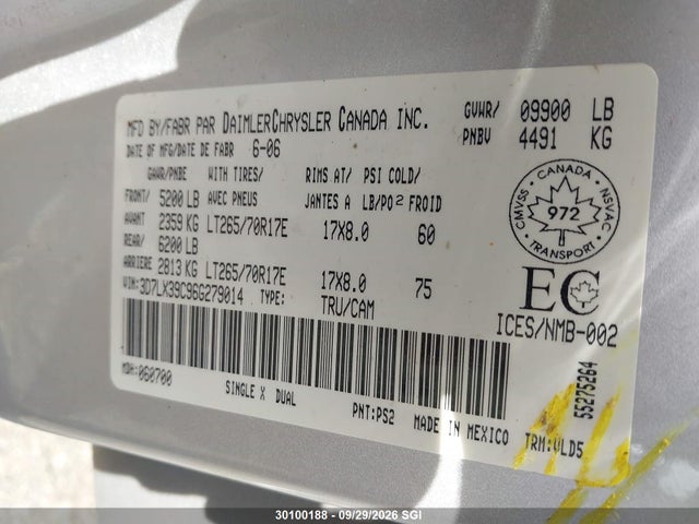 2006 Dodge Ram 3500 მანქანა იყიდება აუქციონზე, vin: 3D7LX39C96G279014, აუქციონის ნომერი: 30100188