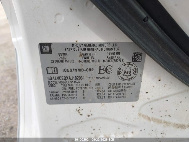 2010 Buick Enclave Cxl მანქანა იყიდება აუქციონზე, vin: 5GALVCEDXAJ182931, აუქციონის ნომერი: 30100202