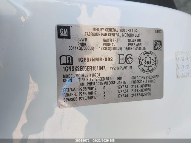 Chevrolet Tahoe Special 2014 1GNSK2E05ER181047 Image 9