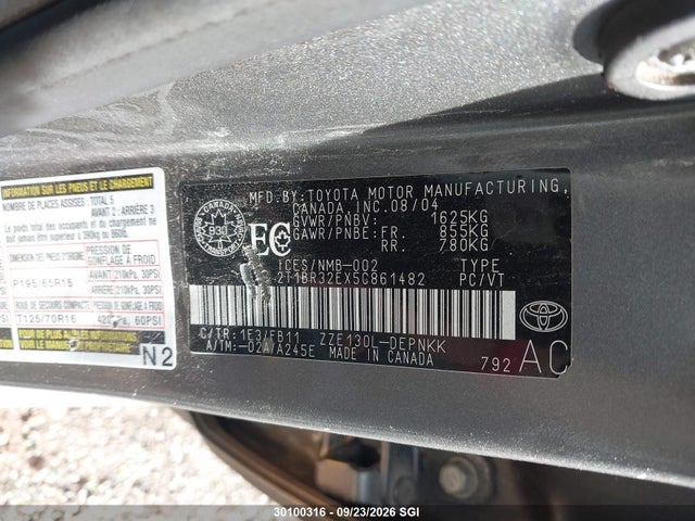 30100316 :رقم المزاد ، 2T1BR32EX5C861482 vin ، 2005 Toyota Corolla Ce/le/s مزاد بيع