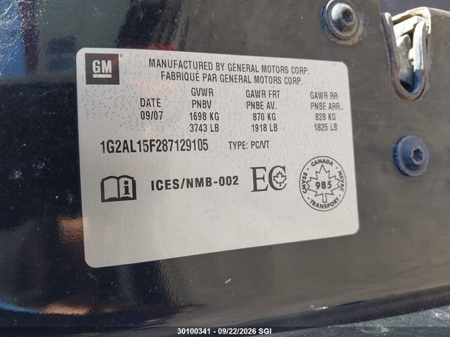 Продаж на аукціоні авто 2008 Pontiac G5 Se, vin: 1G2AL15F287129105, номер лоту: 30100341