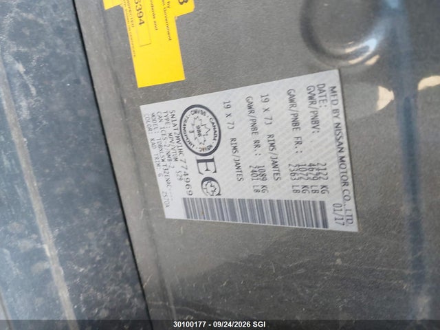 Aukcja sprzedaży 2017 Nissan Rogue Sv/sl, vin: 5N1AT2MV1HC774969, numer aukcji: 30100177