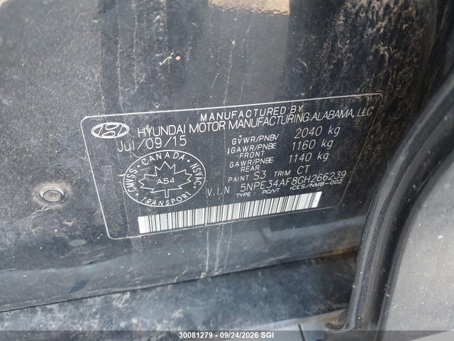 Продаж на аукціоні авто 2016 Hyundai Sonata Sport/limited, vin: 5NPE34AF8GH266239, номер лоту: 30081279