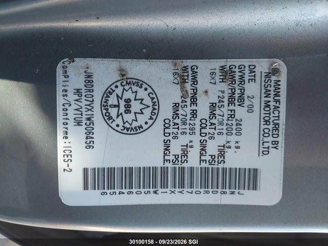 Продажа на аукционе авто 2001 Nissan Pathfinder Le/se/xe, vin: JN8DR07YX1W506456, номер лота: 30100158