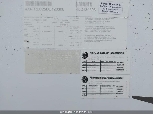 Продаж на аукціоні авто 2013 Forest River Inc. Rockwood Lite Ultra Lite, vin: 4X4TRLC25DD120306, номер лоту: 30100410