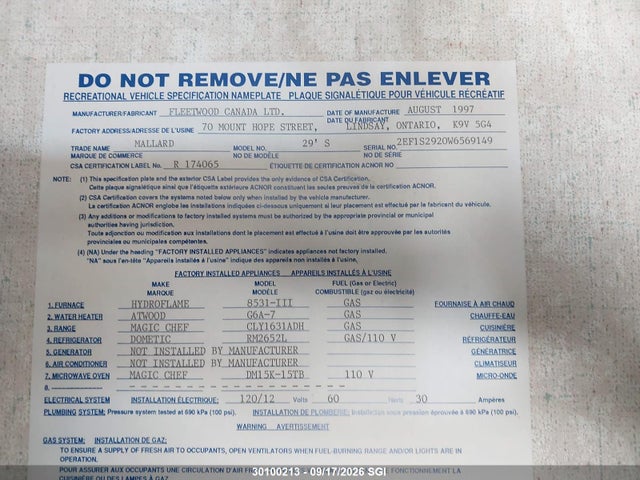 Продажа на аукционе авто 1998 Mallard Trailer Trailer, vin: 2EF1S2920W6569149, номер лота: 30100213