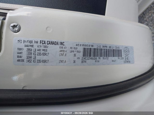 Продаж на аукціоні авто 2017 Chrysler Pacifica Touring L Plus, vin: 2C4RC1EG7HR643506, номер лоту: 30100431