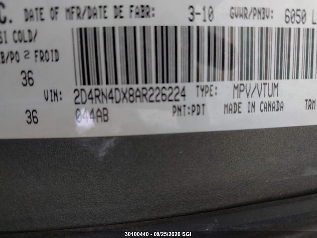 Aukcja sprzedaży 2010 Dodge Grand Caravan Se, vin: 2D4RN4DX8AR226224, numer aukcji: 30100440