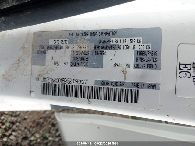 30100441 :رقم المزاد ، JM1DE1KYXD0169458 vin ، 2013 Mazda Mazda2 مزاد بيع