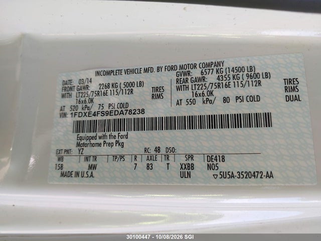 Ford Econoline E450 Super Duty Cutwy Van 2014 1FDXE4FS9EDA78238 Image 9