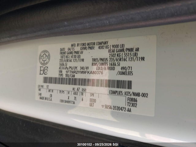 Ford Transit T-250 2015 1FTNR2YM9FKA80376 Image 9
