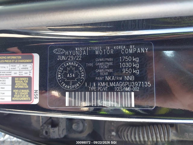 Aukcja sprzedaży 2023 Hyundai Elantra Sel, vin: KMHLM4AG6PU397135, numer aukcji: 30098072