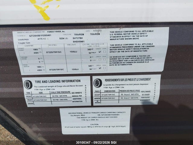 Shasta Revere 2015 5ZT2SHSB1FE005461 Image 8