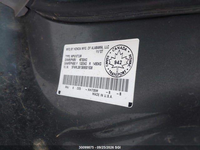 Продажа на аукционе авто 2008 Honda Odyssey Lx, vin: 5FNRL38138B501538, номер лота: 30099875