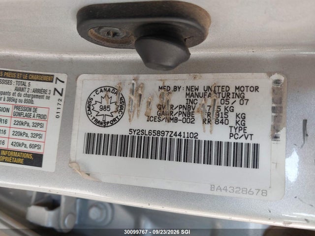 Продажа на аукционе авто 2007 Pontiac Vibe, vin: 5Y2SL65897Z441102, номер лота: 30099767
