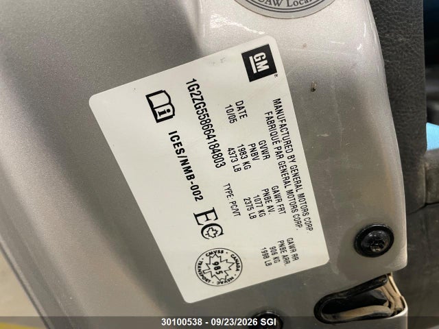 Aukcja sprzedaży 2006 Pontiac G6 Se1, vin: 1G2ZG558664184803, numer aukcji: 30100538