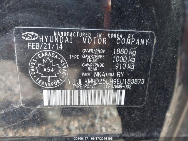 Продаж на аукціоні авто 2014 Hyundai Elantra Gt, vin: KMHD25LH9EU183873, номер лоту: 30100117