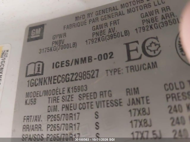 Продажа на аукционе авто 2016 Chevrolet Silverado K1500/k1500 Ls, vin: 1GCNKNEC6GZ298527, номер лота: 30100563